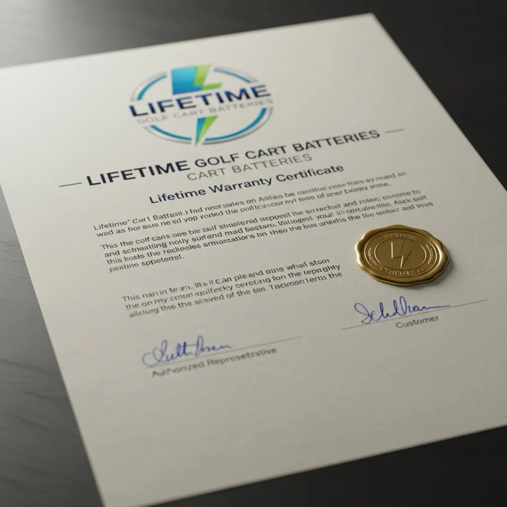 Lifetime warranty certificate with logo and gold seal on white paper.